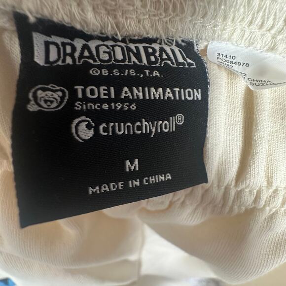 Dragon Ball Z Crunchy Roll Anime Graphic Print Beige Jogger Sweatpants Medium - Picture 7 of 8